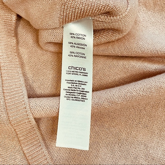 Chico's 3/4 Sleeve Cutout Blouse Light Pink M/8 - Picture 4 of 12